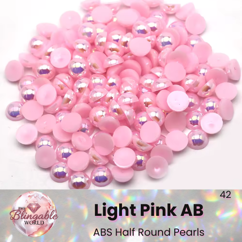 Light Pink AB - Half Round Pearls