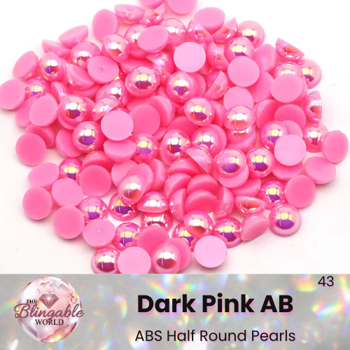 Dark Pink AB - Half Round Pearls