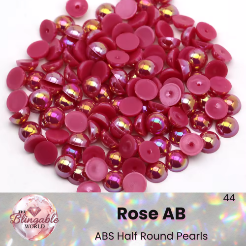 Rose AB - Half Round Pearls