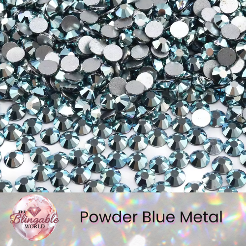 Powder Blue Metal - Glass Flatback Rhinestone