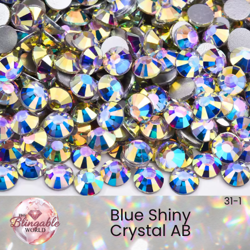 Blue Shiny Crystal AB - Glass Flatback Rhinestone