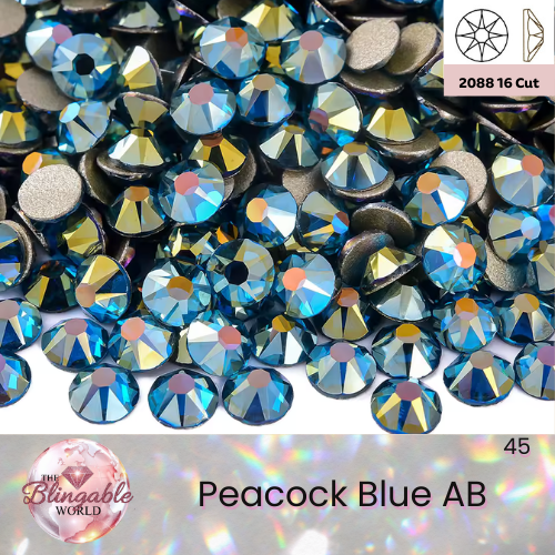 Peacock Blue AB - 2088 Glass Flatback Rhinestone