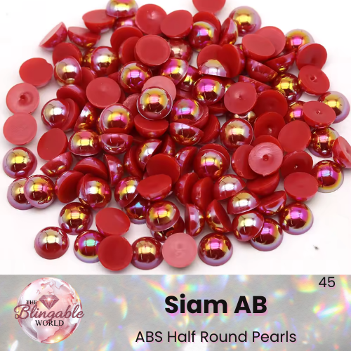 Siam AB - Half Round Pearls