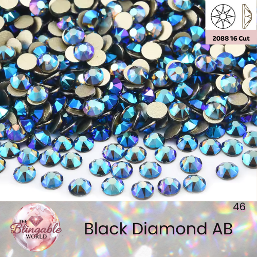 Black Diamond AB - 2088 Glass Flatback Rhinestone