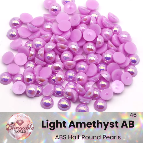 Light Amethyst AB - Half Round Pearls