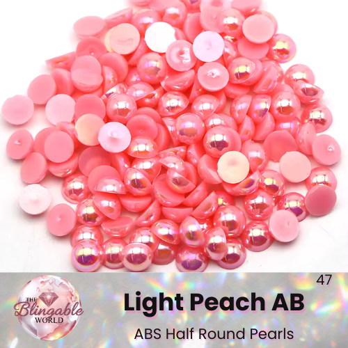Light Peach AB - Half Round Pearls