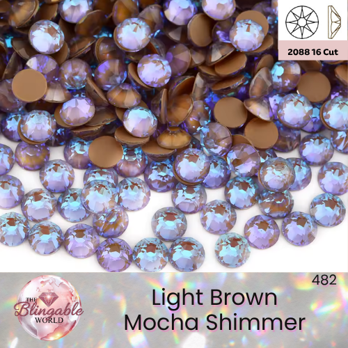 Light Brown Mocha Shimmer - 2088 Glass Flatback Rhinestone