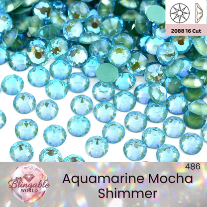 Aquamarine Mocha Shimmer - 2088 Glass Flatback Rhinestone