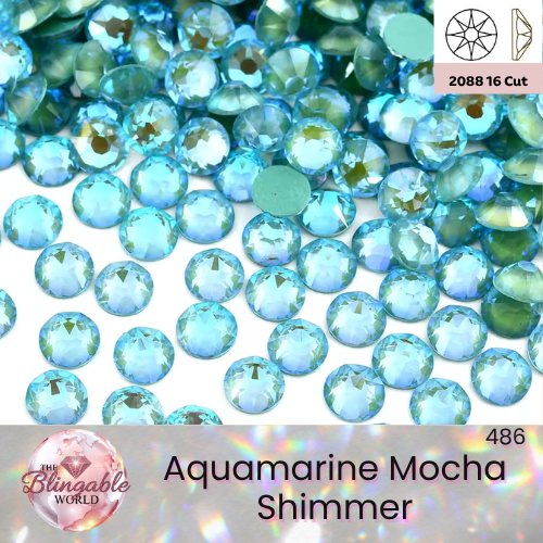 Aquamarine Mocha Shimmer - 2088 Glass Flatback Rhinestone
