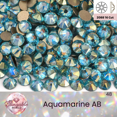 Aquamarine AB - 2088 Glass Flatback Rhinestone