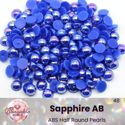 Sapphire AB - Half Round Pearls