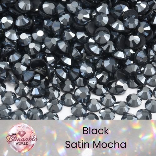 Black Satin Mocha - Glass Flatback Rhinestone