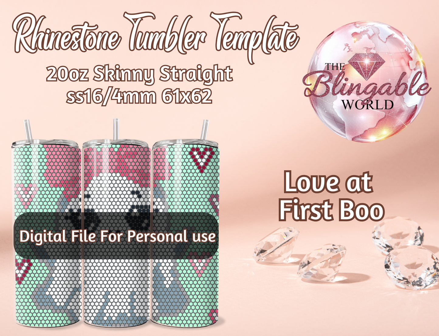 20oz Tumbler Template - Love at First Boo *Digital File*