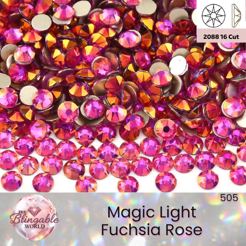 Magic Light Fuchsia Rose- 2088 Glass Flatback Rhinestone