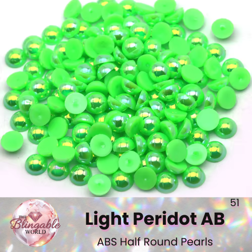 Light Peridot AB - Half Round Pearls
