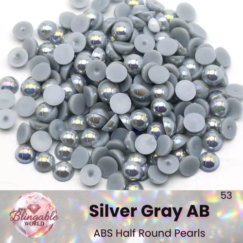 Silver Gray AB - Half Round Pearls