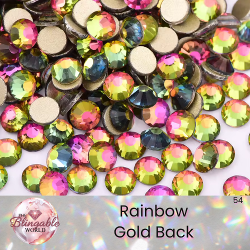 Rainbow - Gold Back Glass Flatback Rhinestone