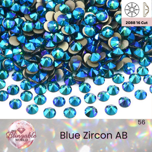 Blue Zircon AB - 2088 Glass Flatback Rhinestone