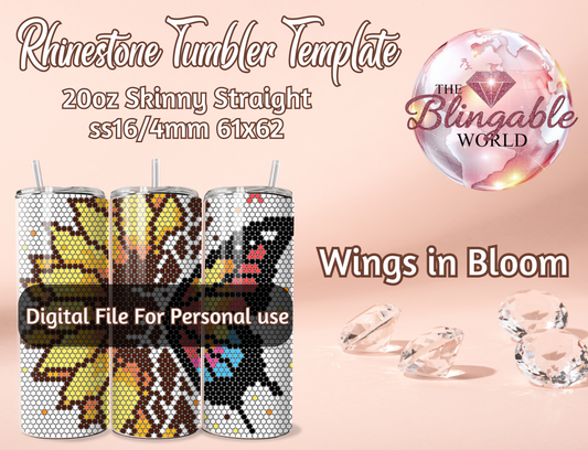 20oz Tumbler Template - Wings in Bloom *Digital File*
