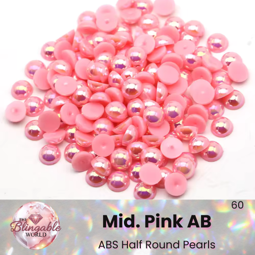 Mid. Pink AB - Half Round Pearls
