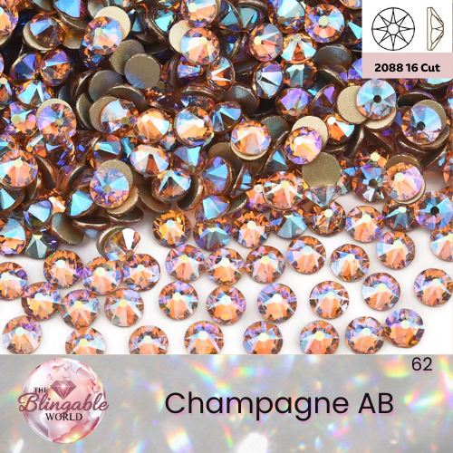 Champagne AB - 2088 Glass Flatback Rhinestone