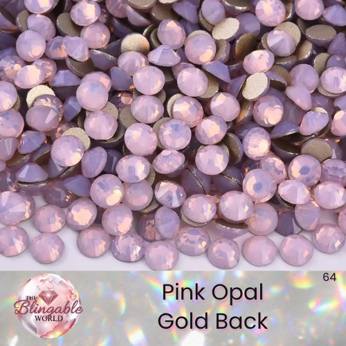 Pink Opal - Gold Back Glass Flatback Rhinestone