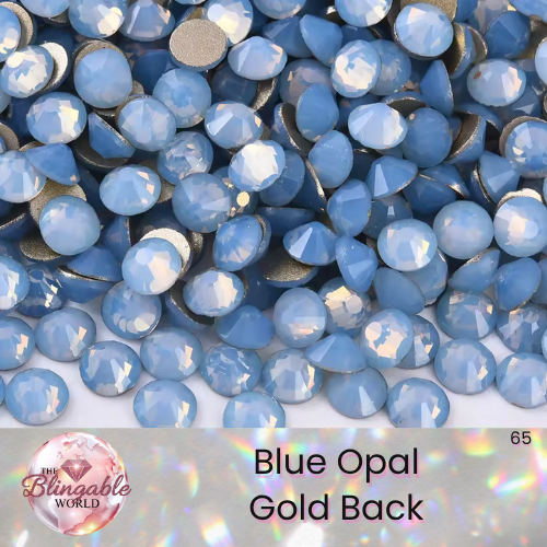 Blue Opal - Gold Back Glass Flatback Rhinestone