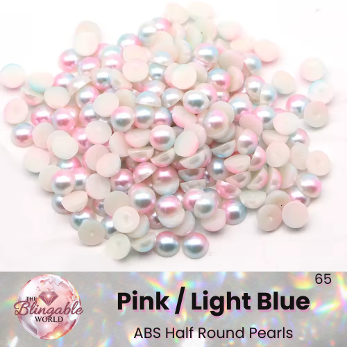 Pink/Light Blue - Half Round Pearls