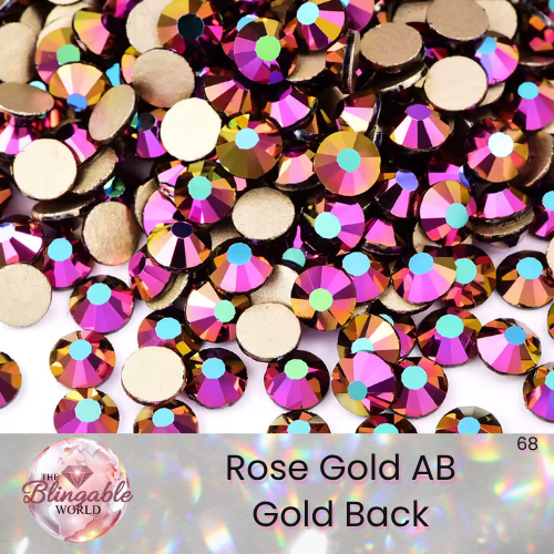 Rose Gold AB - Gold Back Glass Flatback Rhinestone