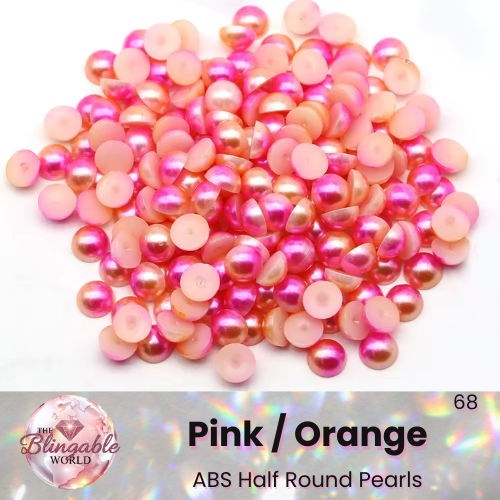 Pink/Orange - Half Round Pearls