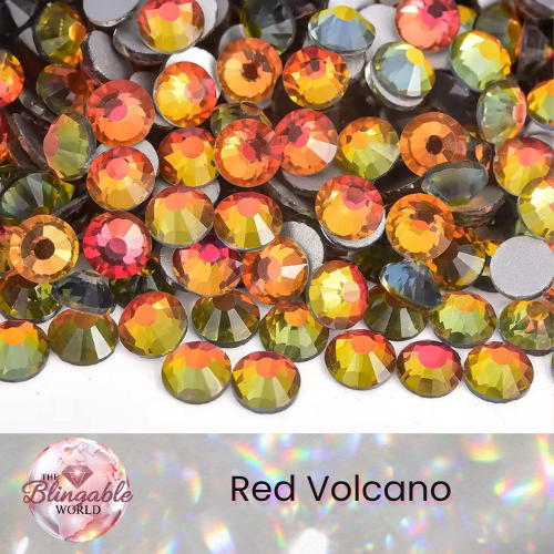 Red Volcano - Glass Flatback Rhinestone