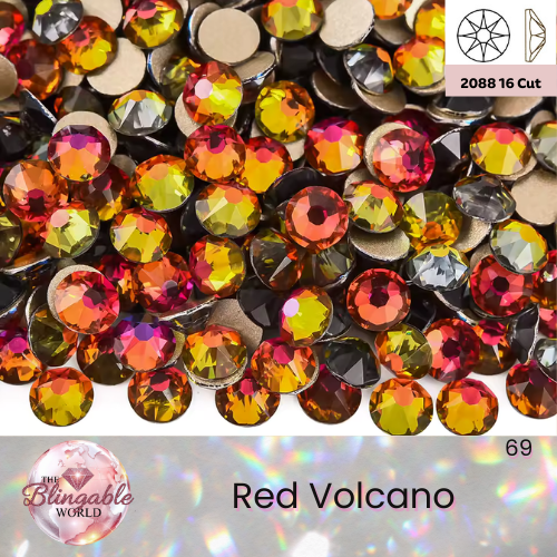 Red Volcano - 2088 Glass Flatback Rhinestone