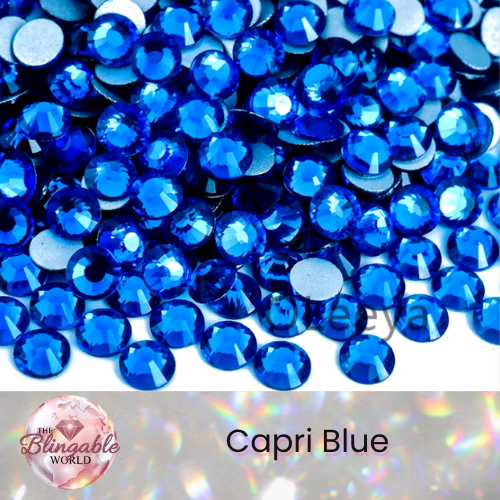 Capri Blue - Glass Flatback Rhinestone
