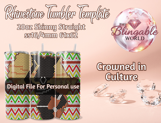 20oz Tumbler Template - Crowned in Culture *Digital File*