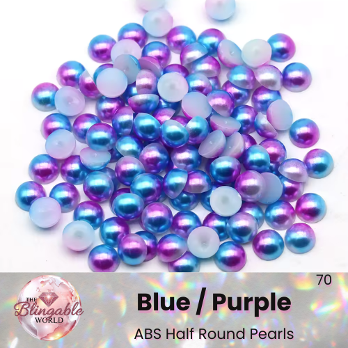 Blue/Purple - Half Round Pearls