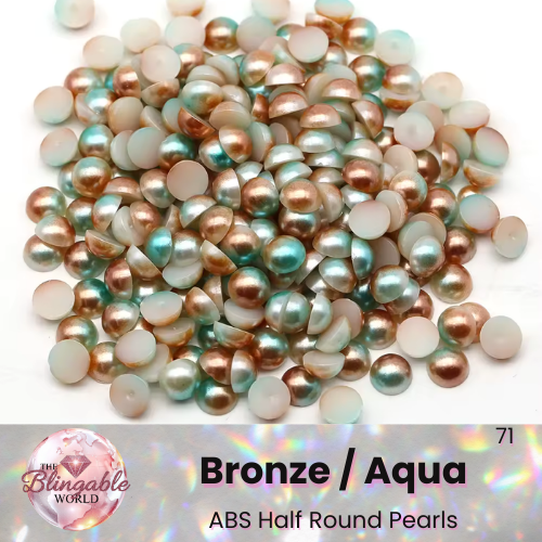 Bronze/Aqua - Half Round Pearls