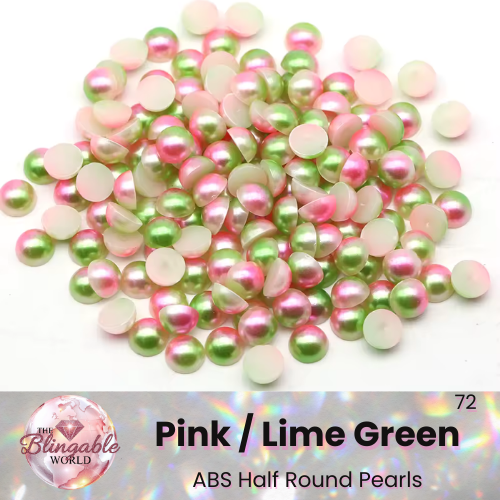 Pink/Lime Green - Half Round Pearls