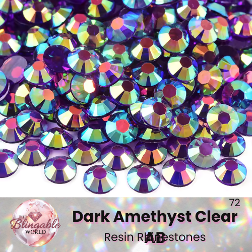 Dark Amethyst Clear AB - Resin Flatback Rhinestone