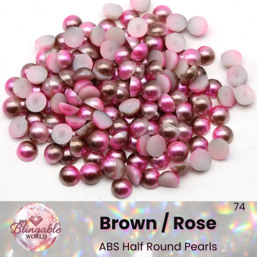 Brown/Rose - Half Round Pearls