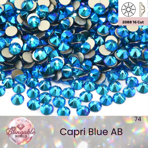 Capri Blue AB - 2088 Glass Flatback Rhinestone