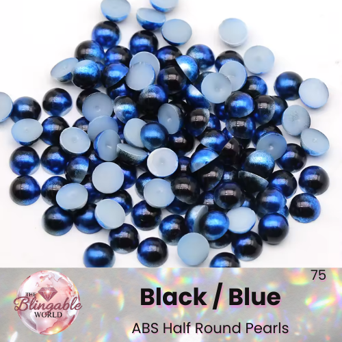 Black/Blue - Half Round Pearls