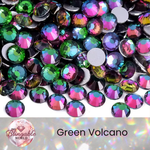 Green Volcano - Glass Flatback Rhinestone