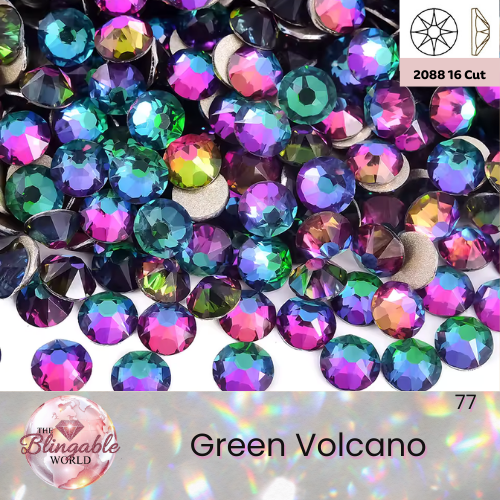 Green Volcano - 2088 Glass Flatback Rhinestone