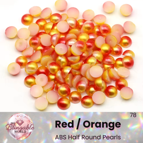 Red/Orange - Half Round Pearls