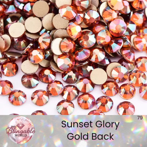 Sunset Glory - Gold Back Glass Flatback Rhinestone