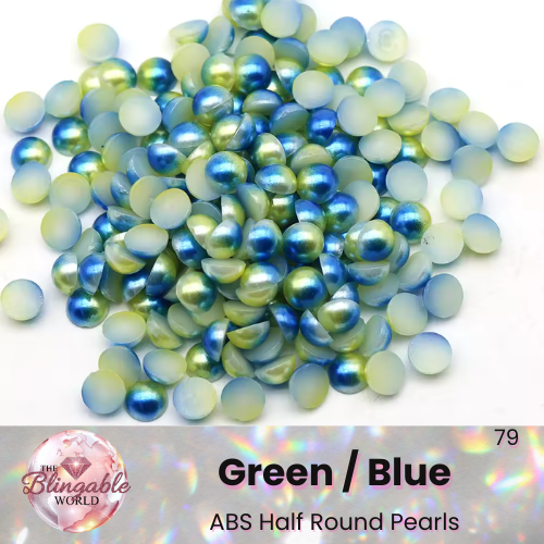 Green/Blue - Half Round Pearls