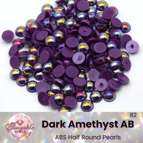 Dark Amethyst AB - Half Round Pearls