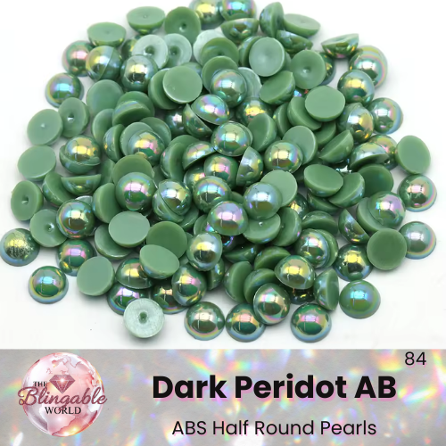 Dark Peridot AB - Half Round Pearls