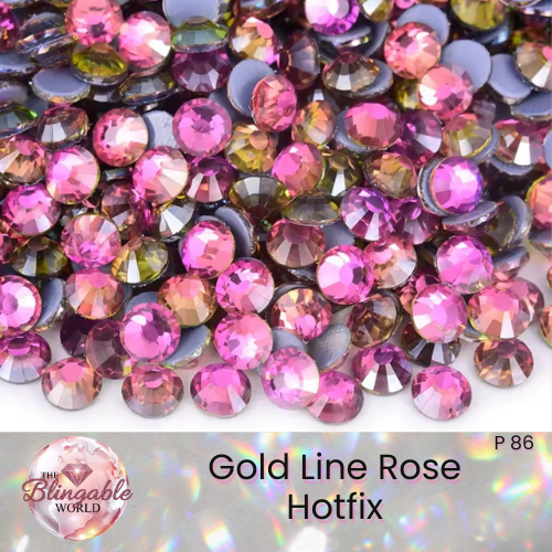 Gold Line Rose - Hotfix Glass Flatback Rhinestone