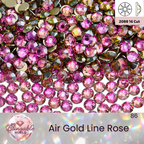 Air Gold Line Rose - 2088 Glass Flatback Rhinestone